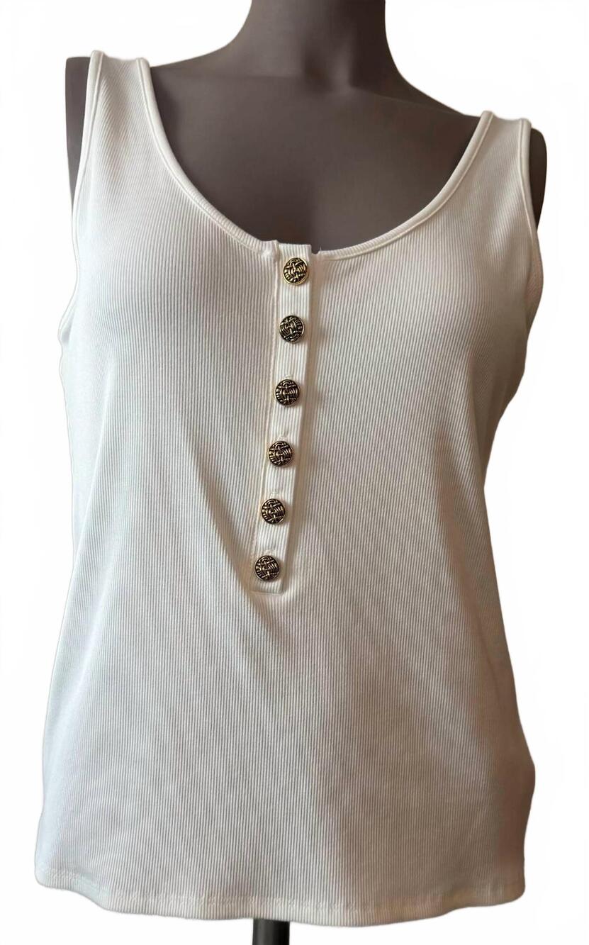NEW GENERATION LOVE women's galilea henley tank in white